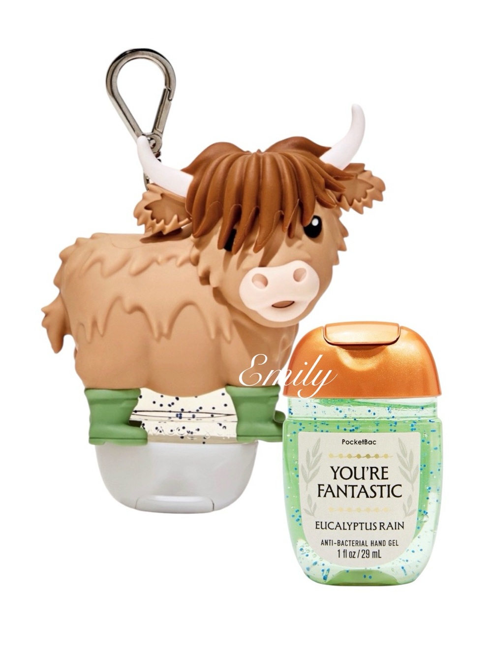 Bath & Body Works HYLAND COW PocketBac Hand Sanitizer Holder + EUCALYPTUS RAIN